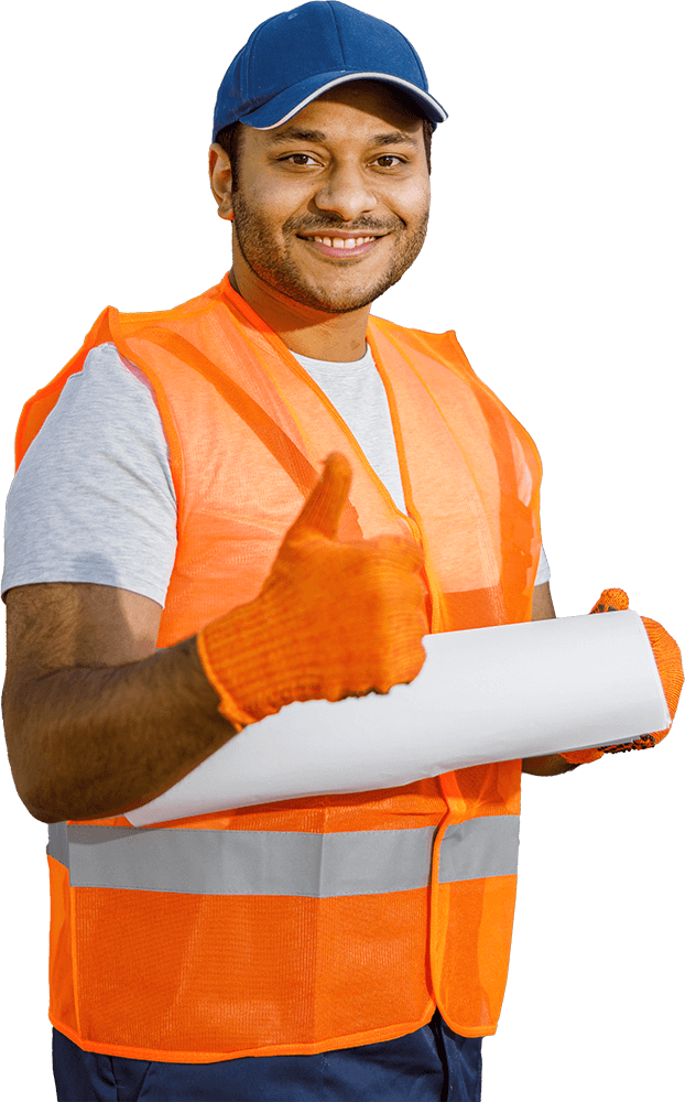 portrait of man working hard at construction indus A2Z7X9M