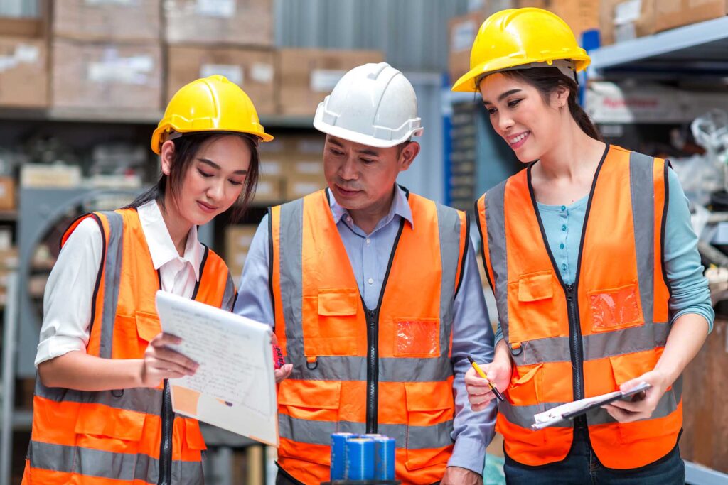 team foreman or team worker work at factory site c MA8E6BX