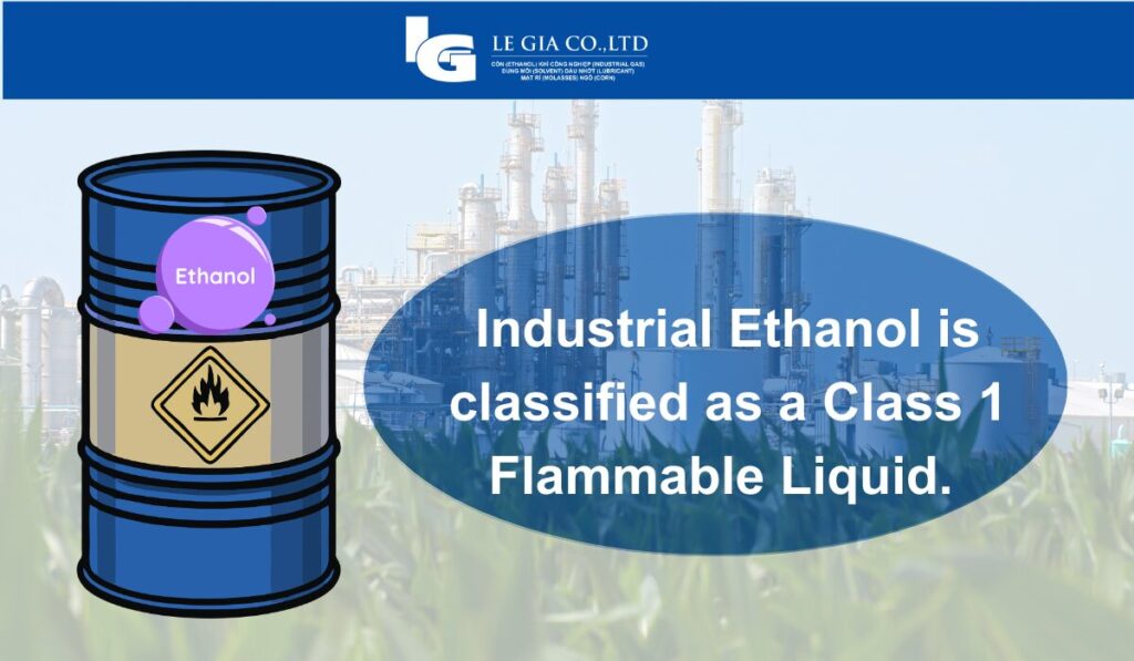Industrial Ethanol is classified as a Class 1 Flammable Liquid.