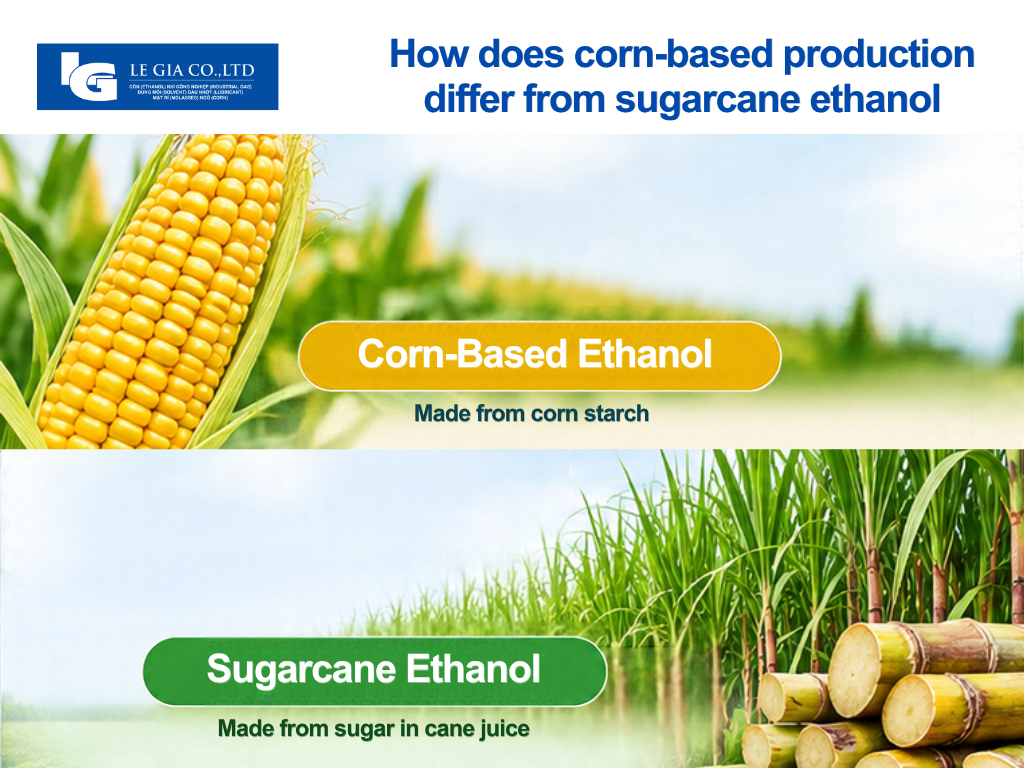 How does corn based production differ from sugarcane ethanol